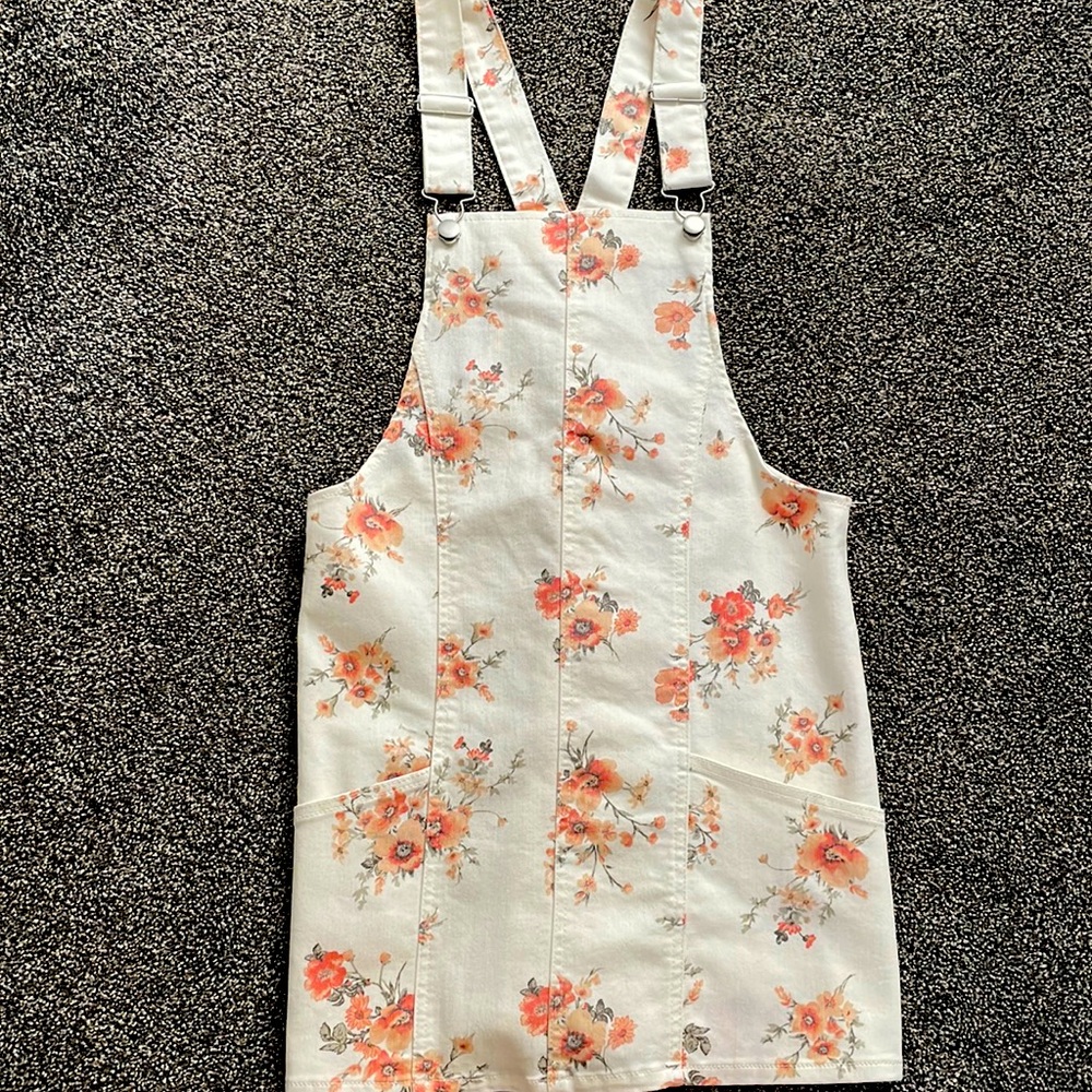 White floral overall dress